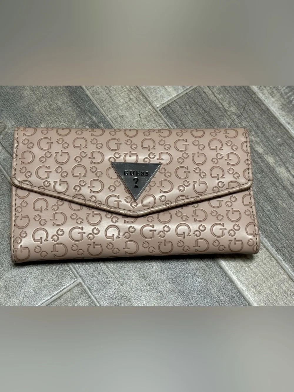 GUESS Blush Pink Monogram Envelope Clutch